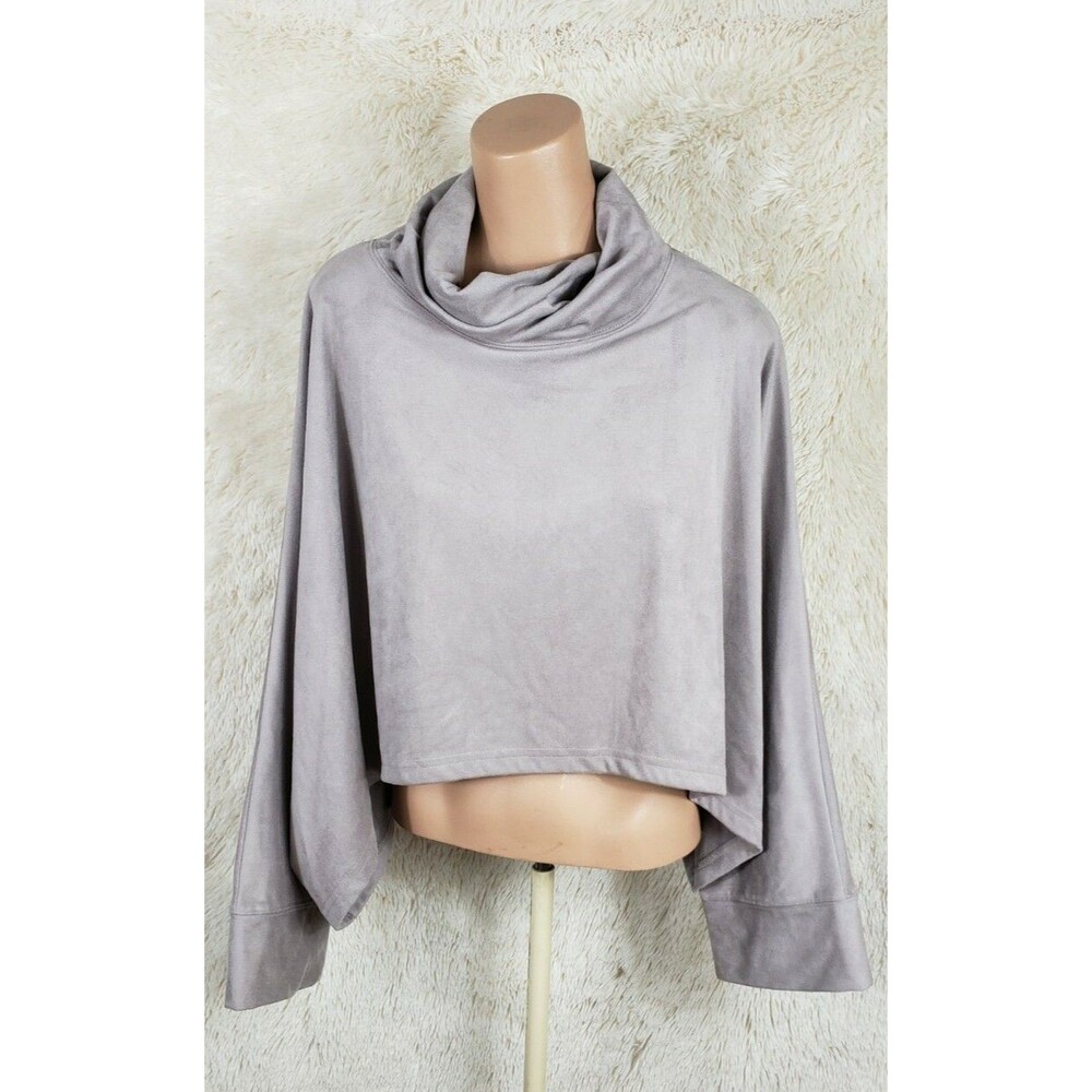 LIME AND VINE Adara Womens Sz Small Oversized Athletic Cropped Sweatshirt Gray T